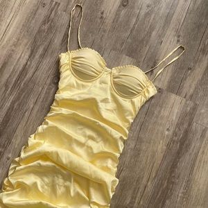 oh polly magic hour satin ruched mini dress